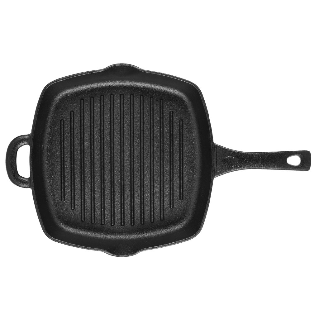 10 Inch Pre Seasoned Cast Iron Grill Pan With Helper Handle And Pour S Potsandpans 