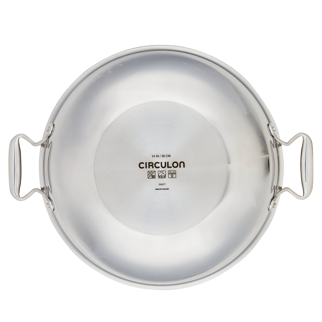 Circulon Clad Stainless Steel Wok and Hybrid SteelShield and Nonstick  Technology, 14 Inch, Silver & Reviews
