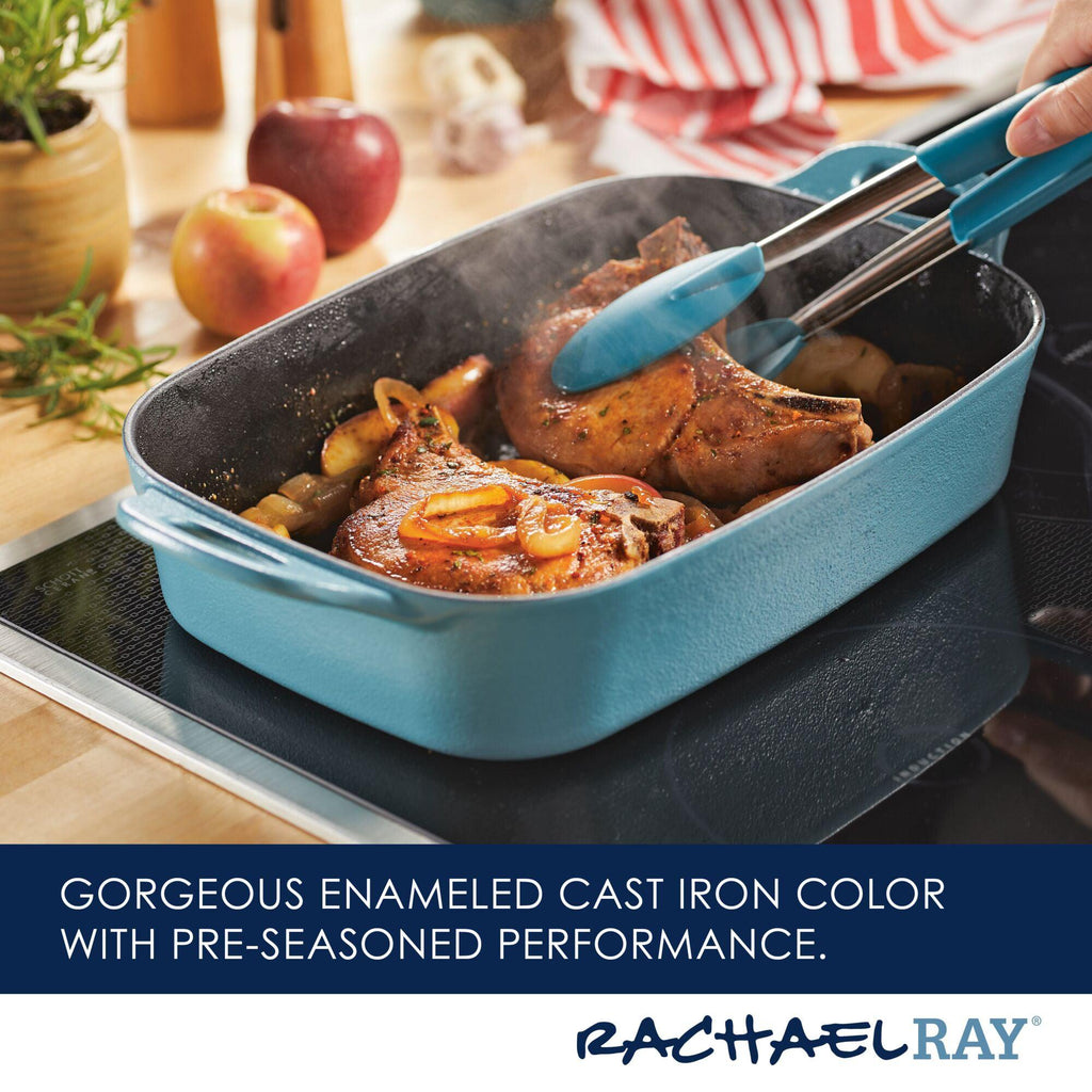 Rachael Ray Cast Iron Pre-seasoned Induction Skillet with Pour Spout, 10  Inch
