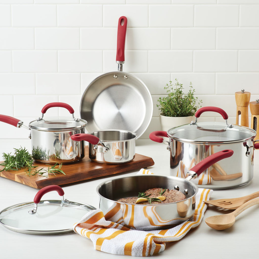 Rachael Ray Create Delicious 10 Piece Stainless Steel Cookware Set, St -  Winestuff