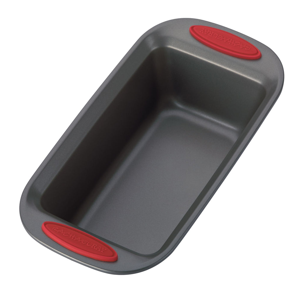 Rachael Ray Yum-o! Nonstick Bakeware Oven Lovin Rectangle Cake Pan, 9-Inch by 13-Inch, Gray with Red Handles, Gray with Red Grips