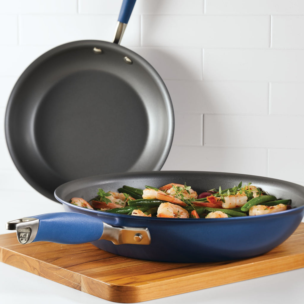 Anolon Accolade Forged Hard-Anodized Nonstick Deep Frying Pan with Lid, 12-Inch, Moonstone