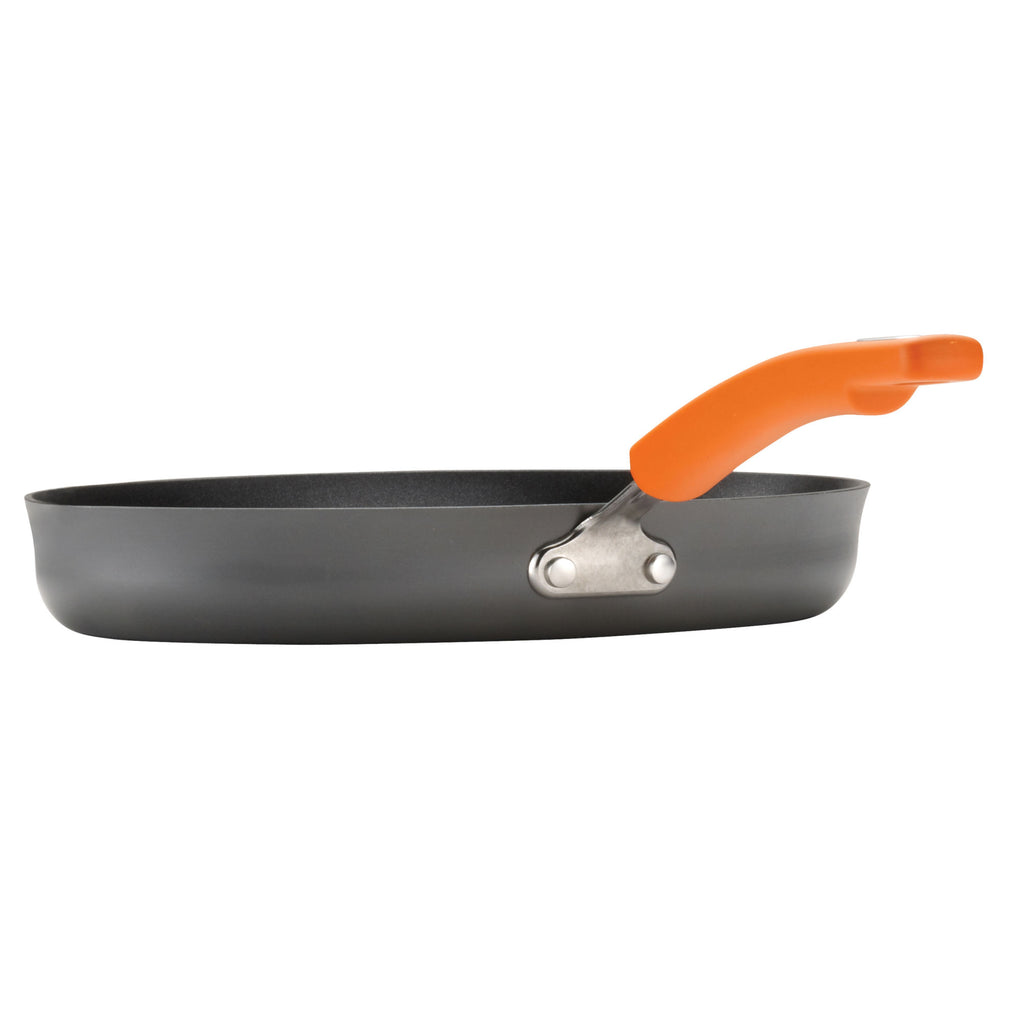  Rachael Ray Brights Hard Anodized Nonstick Frying Pan / Fry Pan  / Hard Anodized Skillet with Helper Handle - 14 Inch, Gray: Home & Kitchen