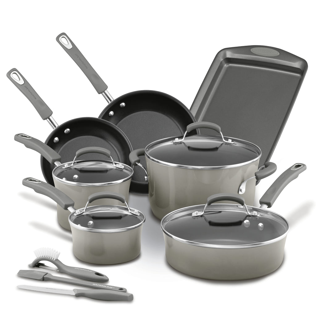 Rachael Ray Cucina 12-Piece Hard-Enamel Nonstick Cookware Set, Purple