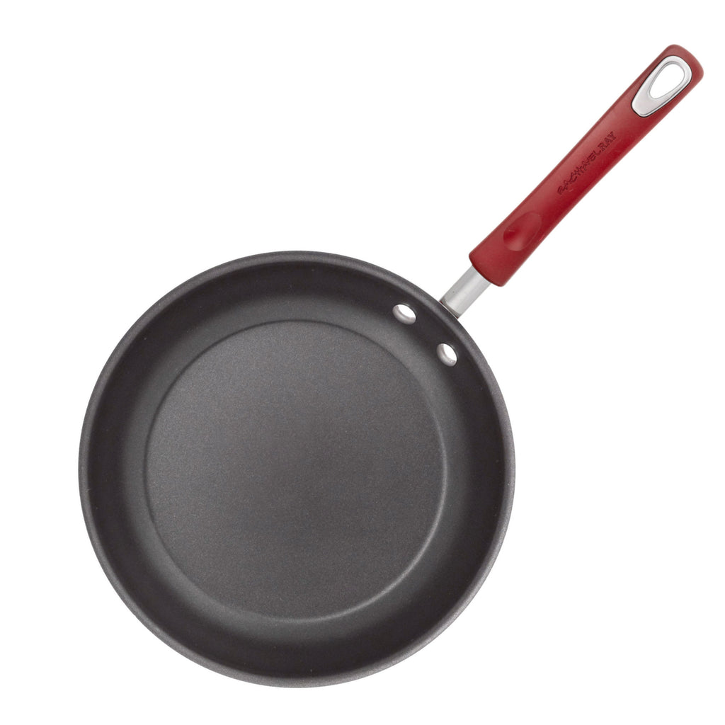  Rachael Ray Brights Hard Anodized Nonstick Frying Pan / Fry Pan  / Hard Anodized Skillet with Helper Handle - 14 Inch, Gray: Home & Kitchen