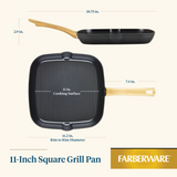 11-Inch Ceramic Nonstick Square Grill Pan