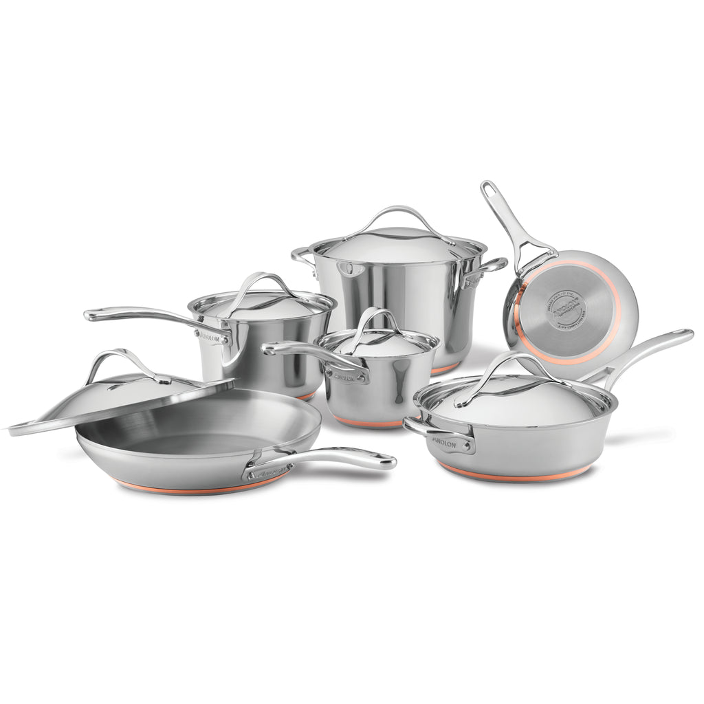  Anolon Nouvelle Stainless Steel Cookware Pots and Pans Set, 10  Piece : Everything Else