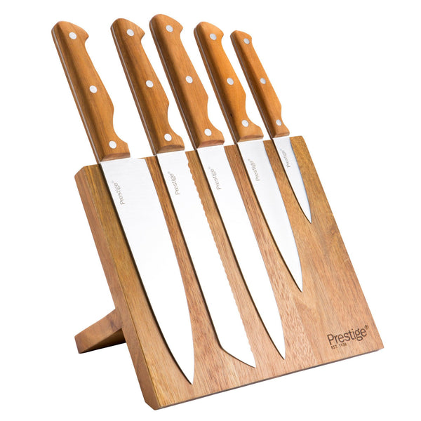 6-Pieces Damascus Kitchen Knife with Magnetic Wooden Block